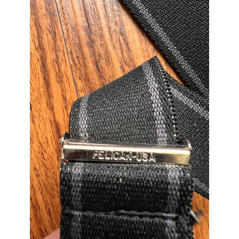 Pelican-USA Suspenders Mens OS Black Excellent Striped Elastic Y-Back SEO